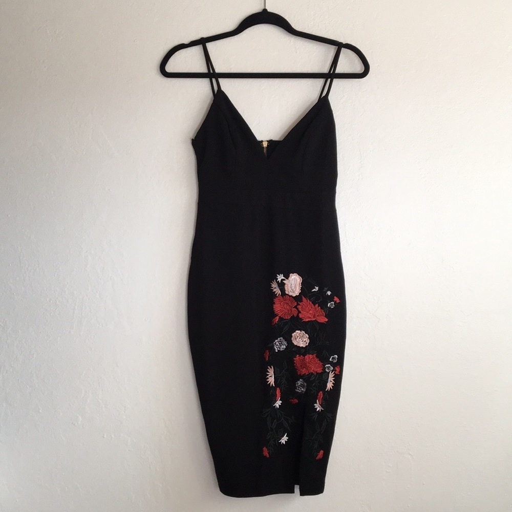 Forever 21 Black Dress with Floral Embroidery - Picture 1 of 6